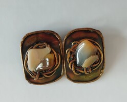 Réz és achát vintage klipsz