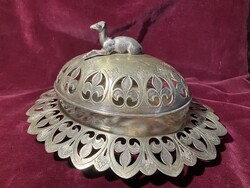 Alpakka vaj - kaviár tartó, Anjou liliom mintával 251130