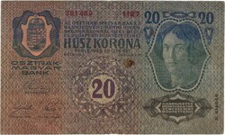 20 korona 1913 II. kiadás osztrák bélyegzés 1.