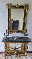 Antik Barokk aranyozott tükrös konzol asztal màrvàny lappal. Xvl. Lajos stílusú. Akàr tükörrel ?!
