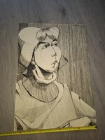 Bodonyi Ferenc ceruzarajz, méret jelezve