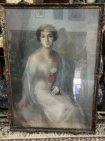 Dr. Buday-Goldberger Leó feleségének (Popper Ida) nagy méretű portréja