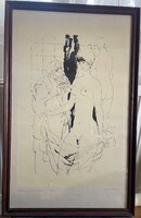 Reich Károly Szobrász szitanyomat próbanyomat régi kép grafika