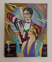 A mixer / Seres Sándor olaj festménye art deco style /