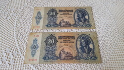 Húsz pengő 1941, 2 db.