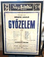 Régi színházi plakát színháztörténeti Németh László Győzelem Latinovits rendezés Veszprém 1971