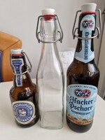 3Db buckle bottle, an Italian square one from Oktoberfest, German half liter ones from 3dl 2000