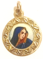 Antik ezüst Szent Mária medál Mariazell tűzzománc