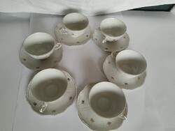 Antik Zsolnay virág mintás teás készlet / csak pohár és alátét /