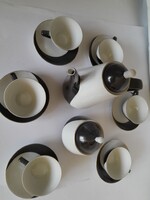 Fekete-fehér 6 személyes teljes kávés készlet Hollóháza !!!