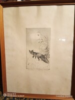 Öt nagy méretű rézkarc: 3 db Csergezán Pál, 1 db Kórusz József 1 db Loschdorfer Róza