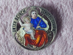 Madonna antik katolikus amulett (ezüst-arany-zománc)