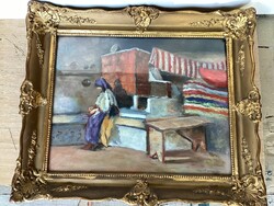 Varrás a kemence padján .