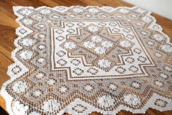Antik régi kézi horgolt necc filé csipke terítő asztalterítő asztalközép 72 x 70