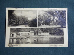 Képeslap,Lengyeltóti,Zichy-kastély park,Rk. templom,Csalogányosi fürdő,Kovács dohánytőzsdés,1940-