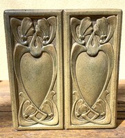 Régi szecessziós jugendstil olivazöld mázas kályhacsempe kályha csempe