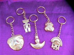 Új pre columbain shaman kulcstartó  medál aztec , inca , maya kúltúra  , tiszta 24 karátos ara