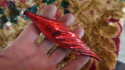 Retro , üveg karácsonyfadísz alapvetően jó állapotban  . Csavart , piros jégcsap ..