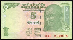 India 5 rúpia UNC 2010