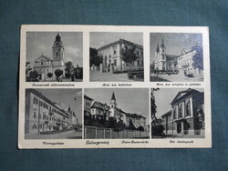Képeslap,Zalaegerszeg,plébánia,templom,kultúrház,zárda,városháza látkép,Aigner L. Bp. kiadás,1940-