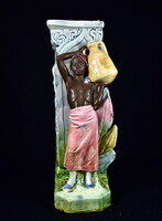 XIX. sz. vége oszták majolika ORIENTALISTA ALAKOS VÁZA