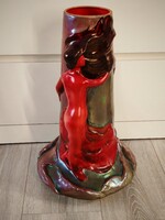 XL Zsolnay Mack Lajos szecessziós multikolor eozin váza.