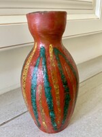 Samottos, mázas kerámia váza