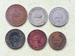 Magyarország 6 db Különböző Érme 2 10 20 Fillér 1893-1917