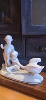 Ritka Antik Wagner&Apel 11071 Libapásztor lányok porcelán figura gyűjtői darab