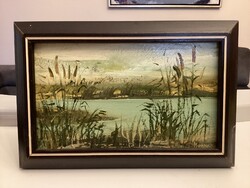 Hornyik Zoltán (1960-) Buzogányos vízpart (  kis méretű ) .