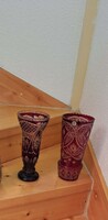 Eladó két darab csiszolt kristály váza