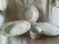 Alföldi porcelán cseresznye mintás tányér+csésze