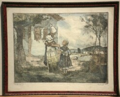 (K) Sarkantyú Simon (1921-1989) : Matyó kislány (Ritka!)