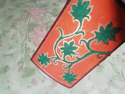 Retró szőlőindás kézzel  festett fa ládika doboz