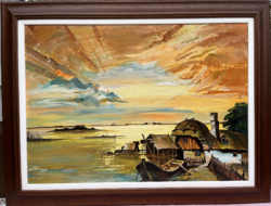 Fassel L'ousa Ferenc Oil Painting 50 x 70 cm + Double Frame