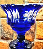 Hántolt kék kristály váza