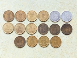 Spanyolország 16 db Különböző Érme 1 Peseta 1944-1987