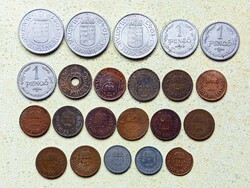 Magyarország 22 db Különböző Érme 1 2 10 20 Fillér 1 2 Pengő 1926-1944
