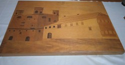 Wooden Beautiful picture of the Miskolc Var circa 1970