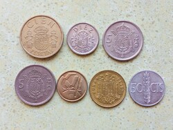 Spanyolország 7 db Különböző Érme 50 Centimos 1 5 10 100 Pesetas 1968-1990
