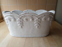 Fehér festett dekor beton kaspó virágtartó 28 cm