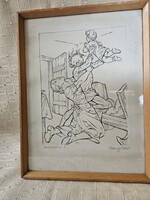 Gönczi Gebhardt Tibor Tus rajz,Ritka!