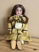 Antik Porcelán fejű baba Germany Saját eredeti ruhájában Kb. 1910