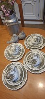 Elegáns Seltmann Weiden szürke kastélyos, vár jelenetes relief mintás reggelizőkészlet 4 szett 12 db
