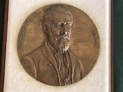 Domonkos Béla "Szacsvay Imre díj" hatalmas bronz (19,5 cm) érem, kisplasztika (N0024)