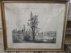 Gross Arnold Rézkarc Falusi délután 1960