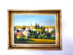 Pintér József: Mediterrán város / Olaj, farost /