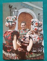 Tradicionális mezőkövesdi népviselet, üdvözlő képeslap,1968, postatiszta