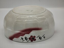 22,5cm Gyönyörű Gránit bordó virágos porcelán pogácsástál tál pörköltes levesestál nosztalgia