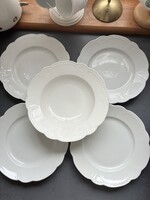 Régi fehér Zsolnay porcelán gyöngyös tányérok 4+1 db